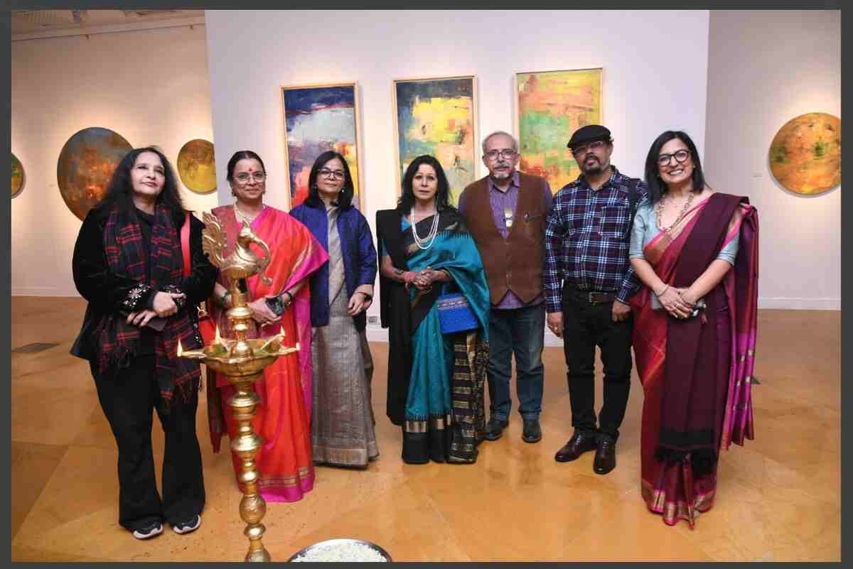 Meena Yadav exhibition, Astitva The Essence of Being, abstract art India, Visual Arts Gallery IHC, contemporary abstract artist, art exhibition Delhi 2025, nature-inspired abstract art, Indian Habitat Centre exhibitions