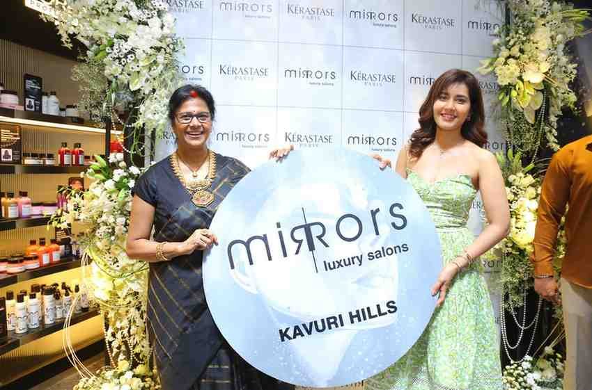 Mirrors Luxury Salons, Kavuri Hills salon, Hyderabad luxury salon, Raashii Khanna inauguration, premium salon Hyderabad