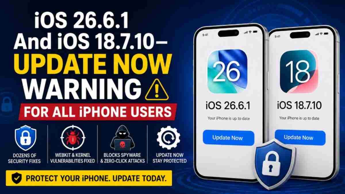 iOS 26.6.1, iOS 18.7.10, Apple Security Update, iPhone Update, WebKit Vulnerability, Kernel Exploit, Cybersecurity, iPhone Spyware