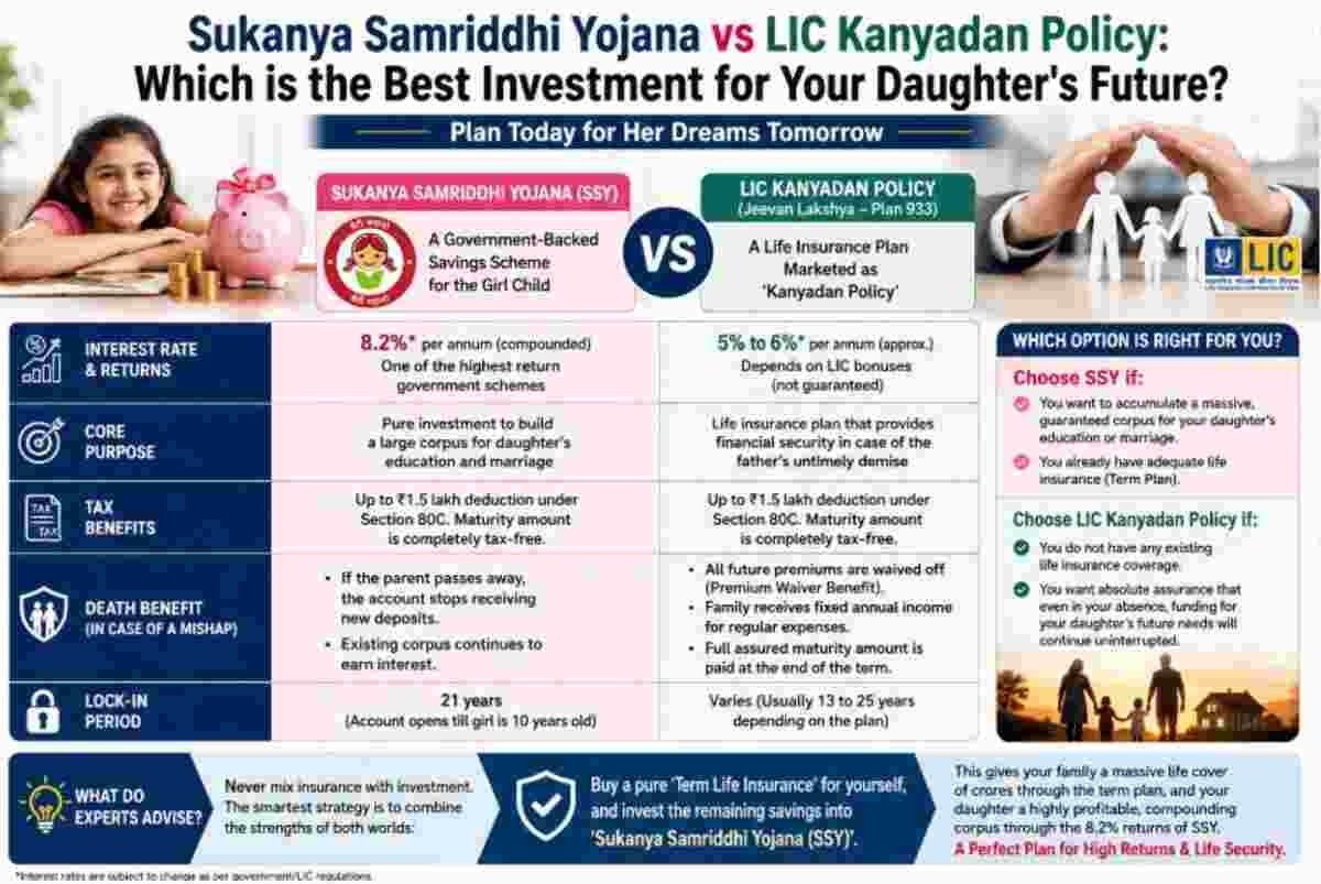 Sukanya Samriddhi Yojana vs LIC Kanyadan Policy: Which is the Best Investment for Your Daughter’s Future?